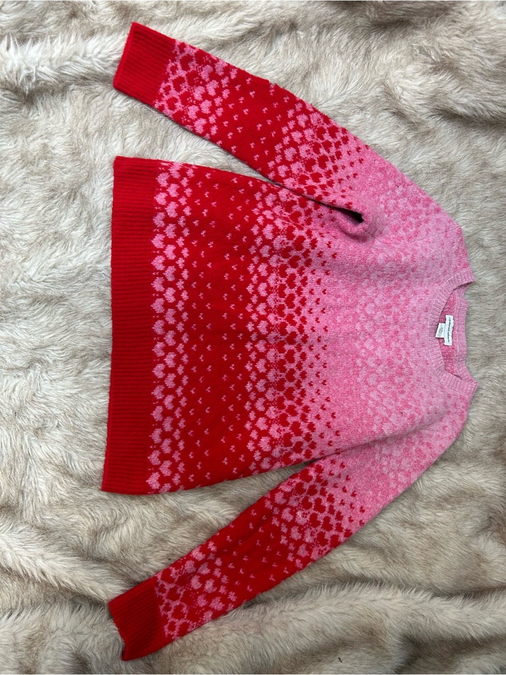 cupcakes & cashmere Pink and Red Heart-Pattern Crewneck Sweater